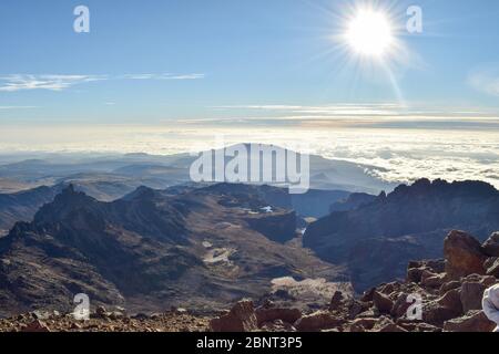 Landschaftlich schöne Berglandschaften gegen den Himmel, Mount Kenya Stockfoto