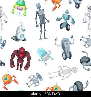 Vektor Cartoon Roboter Muster oder Hintergrund Illustration Stock Vektor