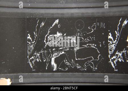 Feine 70er Jahre Vintage Kontakt Print schwarz-weiß extreme Fotografie eines abstrakten Stockfoto