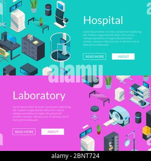 Vektorgrafik isometrische Symbole für Krankenhäuser Webbanner Stock Vektor