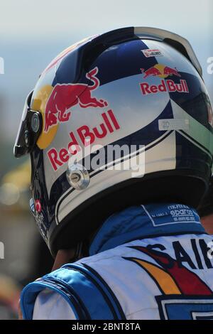 Carlos Sainz während seiner Kart-Karriere hat der spanische Rennfahrer kürzlich für Ferrari für die Saison 2021 und darüber hinaus unterschrieben und Sebastian Vettel ersetzt. Er ist der Sohn des Doppelweltmeisters Carlos Sainz. Stockfoto