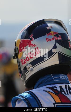 Carlos Sainz während seiner Kart-Karriere hat der spanische Rennfahrer kürzlich für Ferrari für die Saison 2021 und darüber hinaus unterschrieben und Sebastian Vettel ersetzt. Er ist der Sohn des Doppelweltmeisters Carlos Sainz. Stockfoto