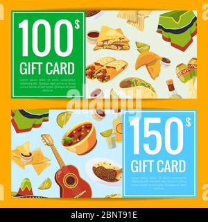 Vektor Cartoon mexikanische Essen Rabatt oder Gutschein Stock Vektor