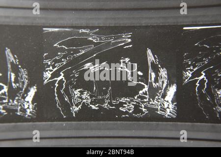 Feine 70er Jahre Vintage Kontakt Print schwarz-weiß extreme Fotografie eines abstrakten Stockfoto