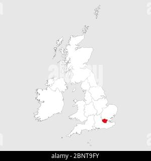 Greater London Karte auf der karte von großbritannien hervorgehoben. Hellgrauer Hintergrund. Perfekt für Geschäftskonzepte, Hintergründe, Hintergrund, Diagramm, Etikett, Stick Stock Vektor