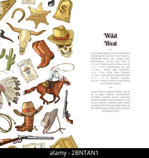 Vector Hand gezeichnet wilden Westen Cowboy Stock Vektor