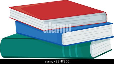Konzept Stack Buch Schule Sachen isoliert auf weiß, Cartoon Vektor Illustration. Studienmaterial Schule und Universität Lehrbuch, Band. Stock Vektor
