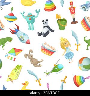 Vektor Cartoon Kinder Spielzeug Muster oder Hintergrund Illustration Stock Vektor