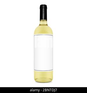 Glasflasche Weißwein, Tinktur, Alkohol auf weißem Hintergrund isoliert Stockfoto