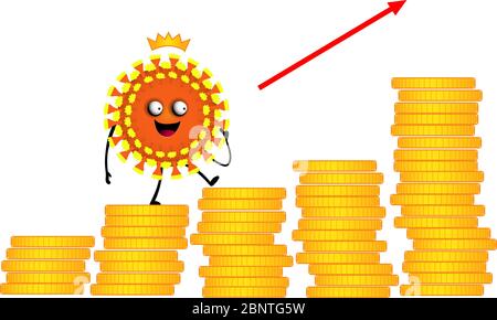 Die Wirkung des Coronavirus auf die Börse und die Weltwirtschaft. Covid-19-Virus. Die Aktien sinken. Die Märkte stürzen. Wirtschaftlich Stock Vektor