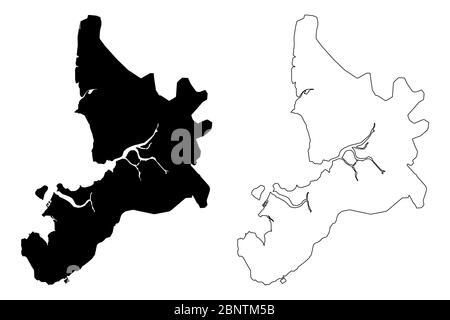 Navi Mumbai City (Republik Indien, Maharashtra Staat) Karte Vektor-Illustration, Skizze Scribble City of New Bombay Karte Stock Vektor