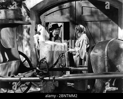 MAUREEN O'HARA TYRONE POWER und THOMAS MITCHELL im SCHWARZEN SCHWAN 1942 Regisseur HENRY KING Roman Rafael Sabatini Drehbuch Ben Hecht und Seton I. Miller Musik Alfred Newman Twentieth Century Fox Stockfoto