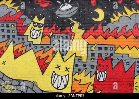 Street Art von Les Paranoia - Fabric District, Liverpool, Großbritannien Stockfoto