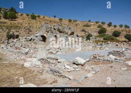 Die Ruinen der antiken Stadt Ephesus in der Türkei. Stockfoto