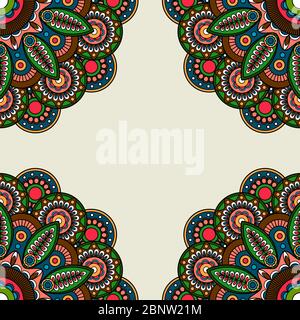 Rahmen mit reich verzierten Blumenmotiven. Vektorgrafik Stock Vektor