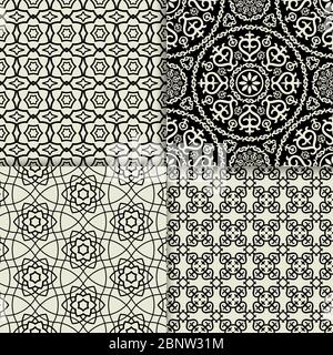 Schwarz-weiß geometrische Ornamentmuster. Vektorgrafik Stock Vektor