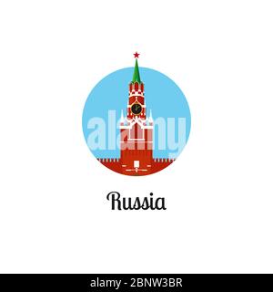 Russland Wahrzeichen isoliert runde Ikone. Vektorgrafik Stock Vektor