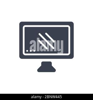 Vektor-Illustration von Monitor Computer-Symbol oder Logo mit schwarzer Farbe und Glyph Design-Stil Stock Vektor
