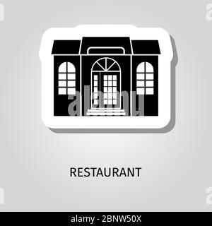 Restaurant schwarz Silhouette Gebäude Vektor Web Aufkleber Symbol Stock Vektor