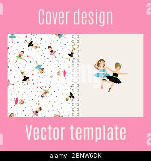 Cover-Design für Druck mit Ballerina und Konfetti Muster, Vektor-Illustration Stock Vektor