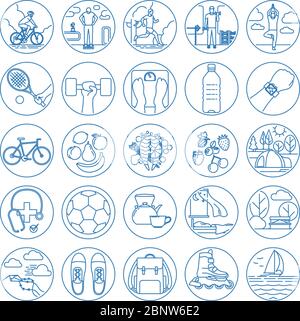 Symbole für Fitness und gesunde Lebensweise. Vektorgrafik Stock Vektor