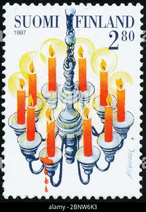 POLTAVA, UKRAINE - 15. Mai 2020. Vintage Stempel gedruckt in Finnland um 1997 zeigen Weihnachten Stockfoto