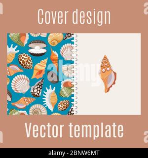 Cover-Design für den Druck mit realistischem Muschelmuster, Vektorgrafik Stock Vektor