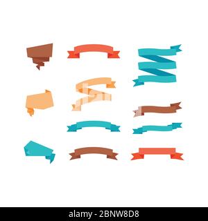 Verschiedene bunte Bänder im trendigen Stil auf weiß isoliert gesetzt. Vektorgrafik Stock Vektor