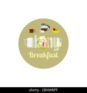 Das Frühstück war ein isoliertes Icon-Set. Vektorgrafik Stock Vektor