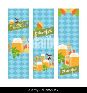 Oktoberfest 2016 vertikale Banner isoliert auf weiß. Vektorgrafik Stock Vektor