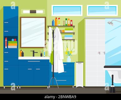 Badezimmer Innen oder WC Zimmer Innen Vektor Illustration Stock Vektor