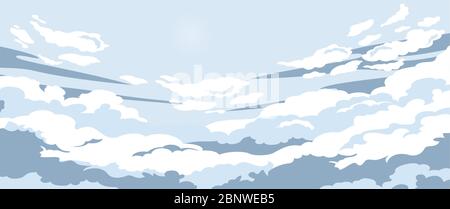 Cartoon Abend Sonnenuntergang umgeben von Wolken Vektor Grafik Illustration Stock Vektor