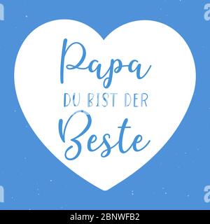 Handskizziertes Papa du bist der Beste Zitat in Deutsch. Übersetzt Papa Du bist der Beste. Schriftzug „Vatertag“. Stock Vektor