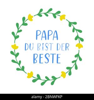Handskizziertes Papa du bist der Beste Zitat in Deutsch. Übersetzt Papa Du bist der beste Väter Tag Schriftzug. Stock Vektor