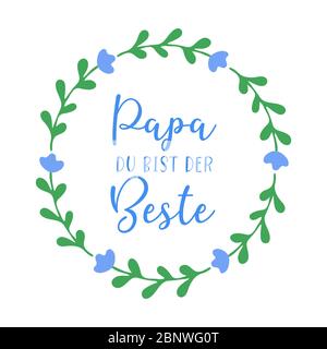 Handskizziertes Papa du bist der Beste Zitat in Deutsch. Übersetzt Papa Du bist der beste Väter Tag Schriftzug. Stock Vektor