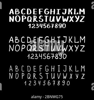 Handgezeichnete Vektorschrift. ABC-Zeichen in normaler, fett und dünner Form Stock Vektor