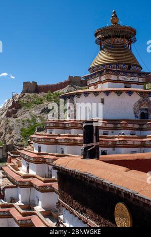 Kumbum chörte im Kloster Paelkhor Pelkhor Chode, Gyantse, Gyangze, Tibet, China. Pelkor Chode Kloster liegt im Nordosten von Gyantse bei 3 Stockfoto