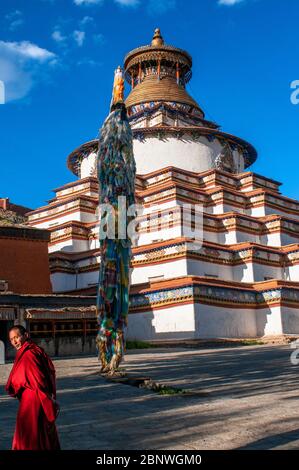 Kumbum chörte im Kloster Paelkhor Pelkhor Chode, Gyantse, Gyangze, Tibet, China. Pelkor Chode Kloster liegt im Nordosten von Gyantse bei 3 Stockfoto