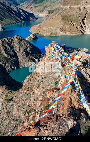 Simi La See heiliger Ort, Simi-la Pass, Shigatse Präfektur auf der Freundschaftsstraße Tibet, China. Der Simila Pass über dem Manla Reservoir Gyantse Graf Stockfoto