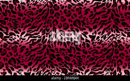 Nahtloses Leopardenmuster. Wild Cheetah Fuchsia, rosa, schwarz wiederholende Textur. Nahtlose Tapete, Mode Textil Hintergrund. Stockfoto