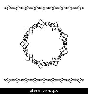 Schwarzer geometrische Vektorrahmen und Kreisrahmen auf weißem Hintergrund Stock Vektor