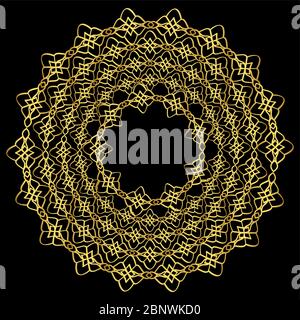 Golden floral Mandala auf schwarzem Hintergrund. Vektorgrafik Stock Vektor