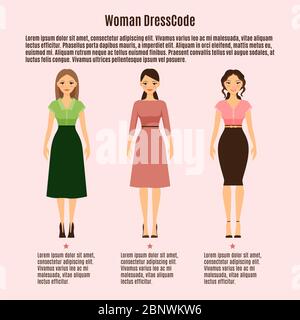 Frau Kleid Code Vektor-Infografik auf rosa Hintergrund Stock Vektor