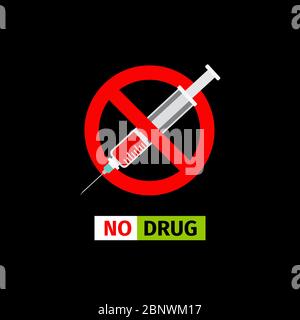 Vektor Verbot Zeichen auf dem schwarzen Hintergrund. Keine Medikamente Stock Vektor