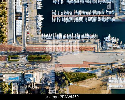 Port Olimpic oder Olympic Port Luftaufnahme Barcelona Katalonien Spanien Stockfoto