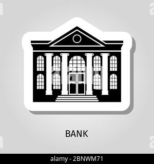 Bank Gebäude schwarz Silhouette Vektor Web-Aufkleber-Symbol Stock Vektor