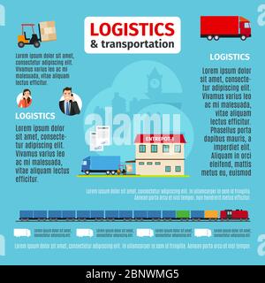 Logistik Vektor Infografik Design auf hellblauem Hintergrund Stock Vektor