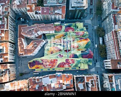 Santa Caterina Markt Luftaufnahme Barcelona Katalonien Spanien der Markt von Santa Caterina liegt im Stadtteil Ciutat Vella und wie die Basilica Stockfoto