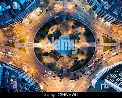 Tetuan Platz in Eixample und Sant Marti Luftaufnahme Barcelona Katalonien Spanien. Plaza de Tetuán oder Plaça de Tetuan ist ein wichtiger Platz in Barcelona. Es Stockfoto