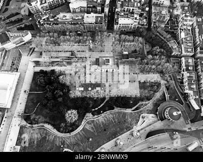 Parque de la España Industrie oder Industriepark Spanien Luftaufnahme Barcelona Katalonien Spanien. Sants. Der Park wurde 1985 gebaut Stockfoto